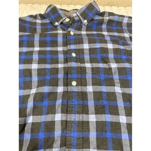 Grayers Clothiers‎ Mens M Blue Grey Plaid Cotton Flannel Button Down Shirt